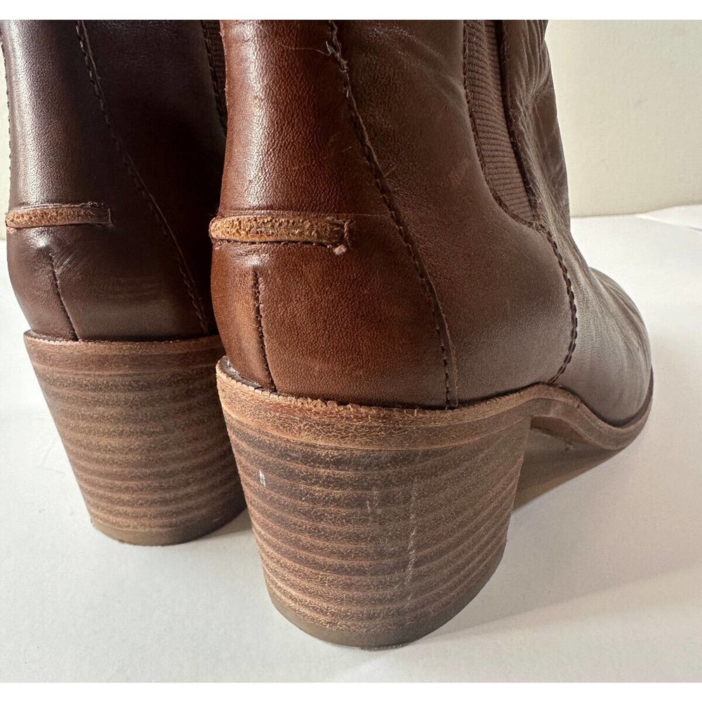 Madewell Frankie Chelsea Ankle Bootie Block Heel Boot Brown Leather F5078 Size 6 - Picture 6 of 7